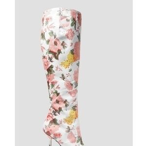 Vetements Floral-Print White Knee Boots